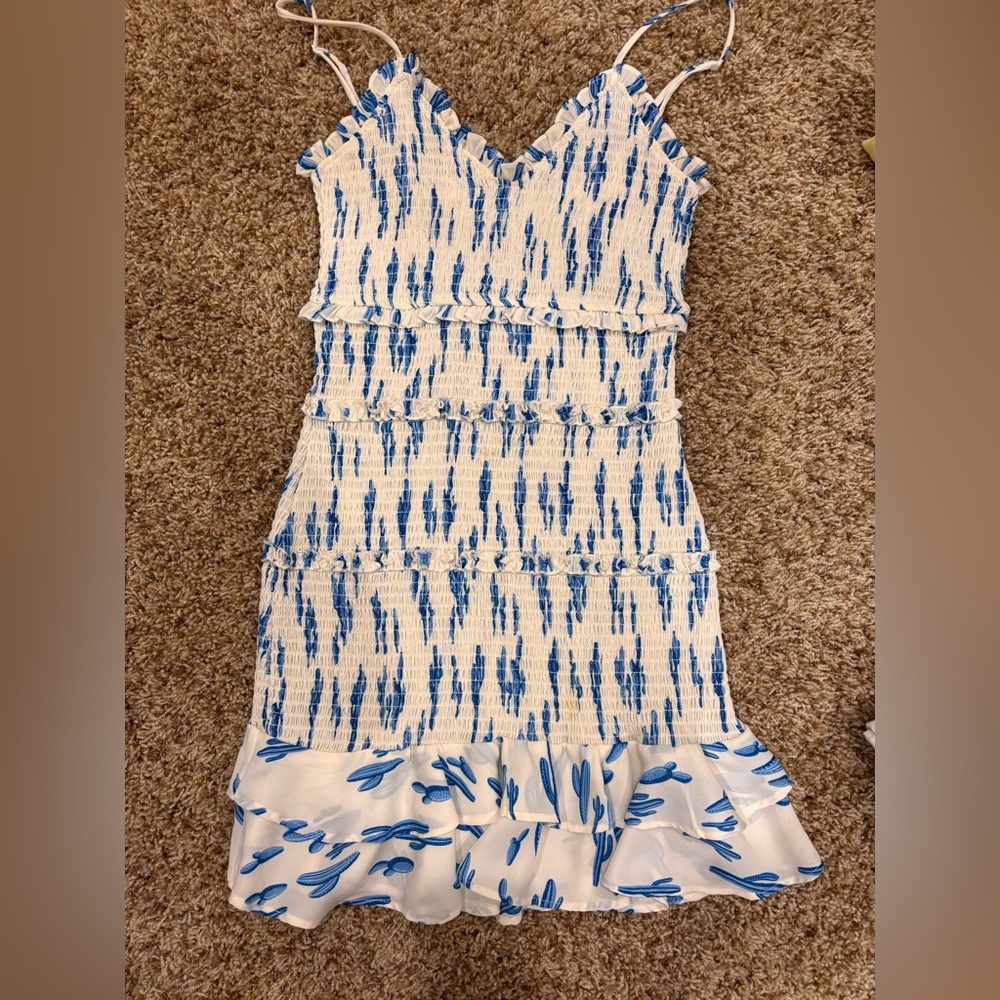 Impeccable pig blue and white mini dress